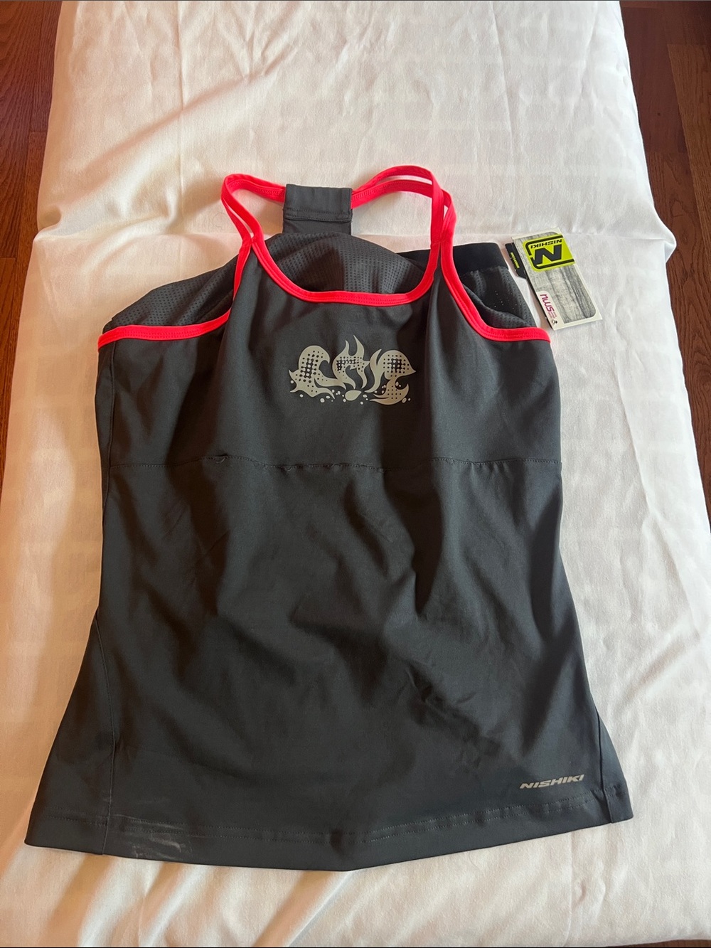 Women's Black Tank with Pink Trim -cycling, pool, workout top